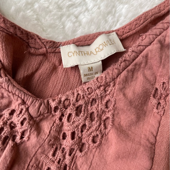 CYNTHIA ROWLEY BROWN RUFFLED TIE STRAPS TANK TOP - Picture 4 of 4